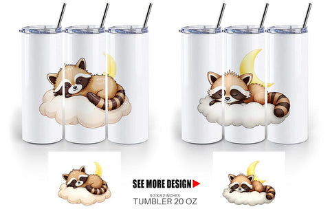 Tumbler Sleepy Raccoon Cloud Sublimation artnoy 