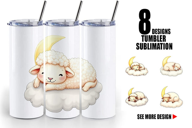 Tumbler Sleepy Sheep Cloud Sublimation artnoy 