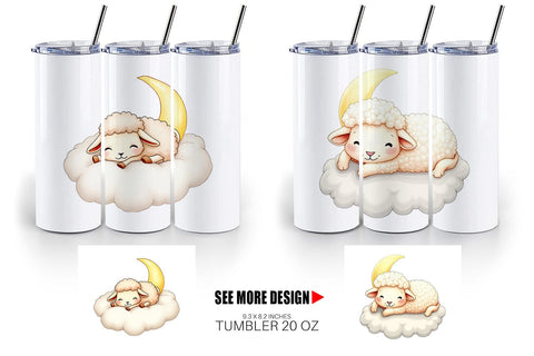 Tumbler Sleepy Sheep Cloud Sublimation artnoy 