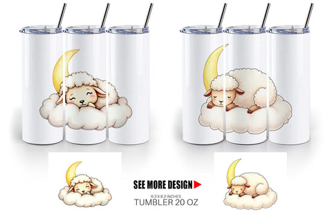 Tumbler Sleepy Sheep Cloud Sublimation artnoy 
