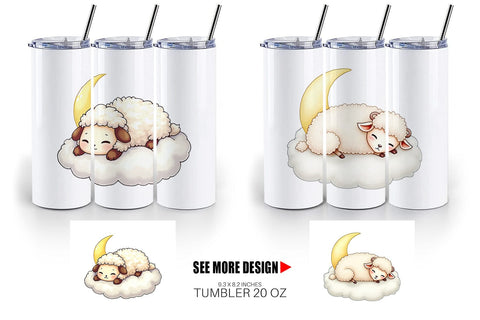 Tumbler Sleepy Sheep Cloud Sublimation artnoy 
