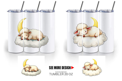 Tumbler Sleepy Sheep Cloud Sublimation artnoy 