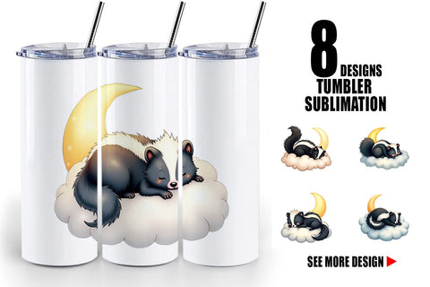 Tumbler Sleepy Skunk Cloud Sublimation artnoy 