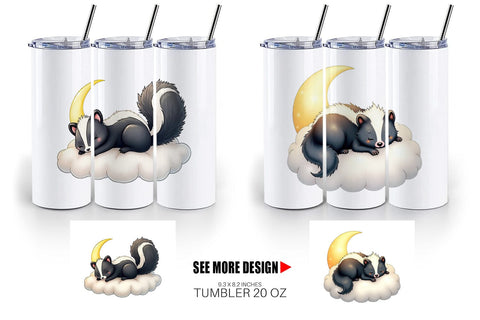 Tumbler Sleepy Skunk Cloud Sublimation artnoy 