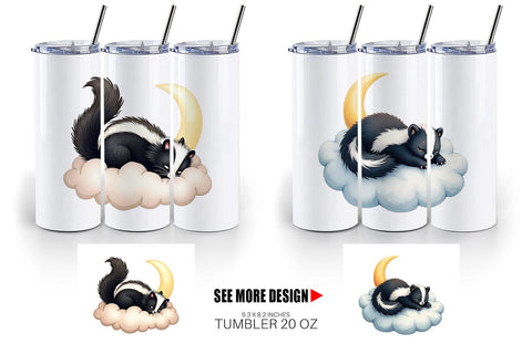 Tumbler Sleepy Skunk Cloud Sublimation artnoy 