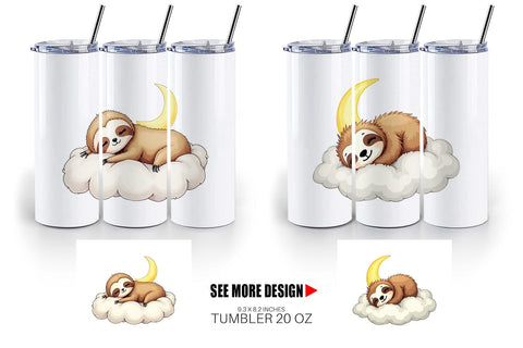 Tumbler Sleepy Sloth Cloud Sublimation artnoy 