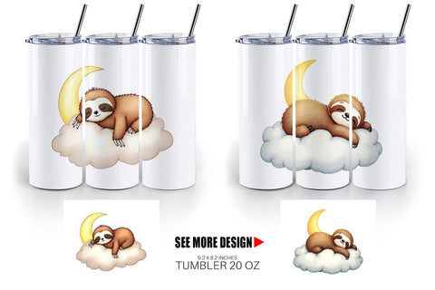 Tumbler Sleepy Sloth Cloud Sublimation artnoy 