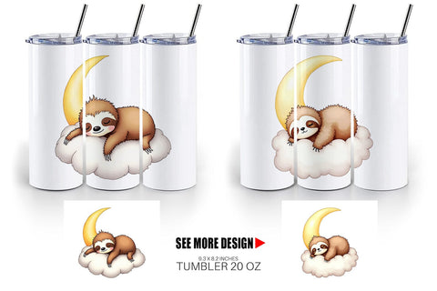 Tumbler Sleepy Sloth Cloud Sublimation artnoy 