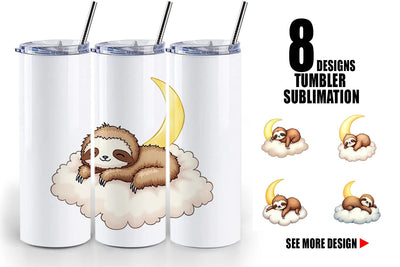 Tumbler Sleepy Sloth Cloud Sublimation artnoy 