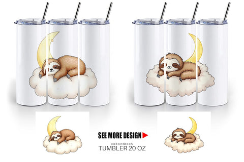 Tumbler Sleepy Sloth Cloud Sublimation artnoy 