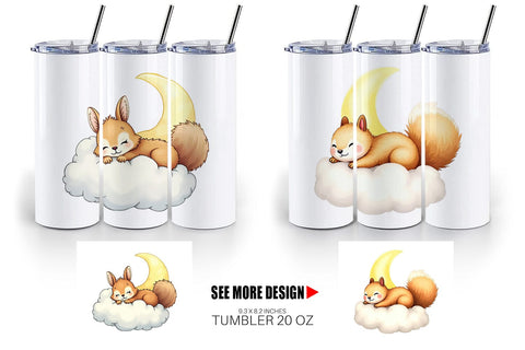 Tumbler Sleepy Squirrel Cloud Sublimation artnoy 