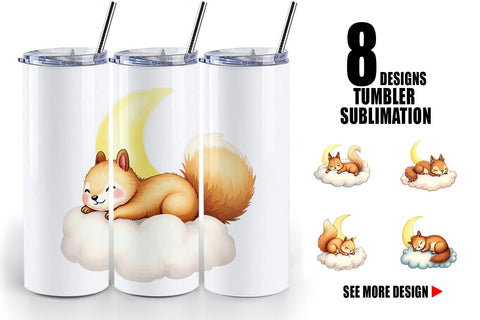 Tumbler Sleepy Squirrel Cloud Sublimation artnoy 