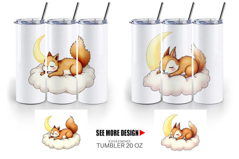 Tumbler Sleepy Squirrel Cloud Sublimation artnoy 