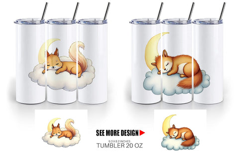 Tumbler Sleepy Squirrel Cloud Sublimation artnoy 