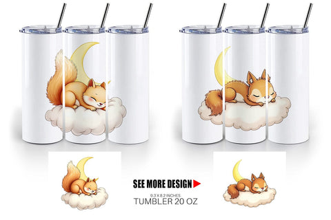 Tumbler Sleepy Squirrel Cloud Sublimation artnoy 