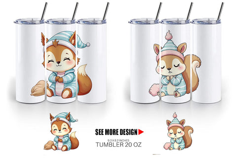 Tumbler Sleepy Squirrel Sublimation artnoy 