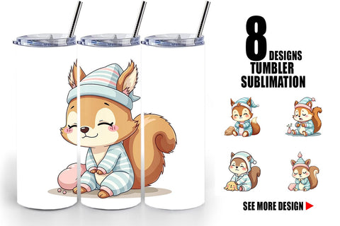 Tumbler Sleepy Squirrel Sublimation artnoy 
