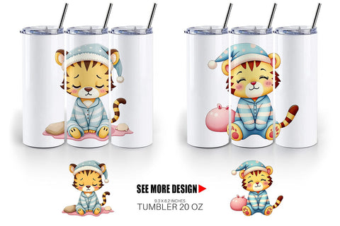 Tumbler Sleepy Tiger Sublimation artnoy 