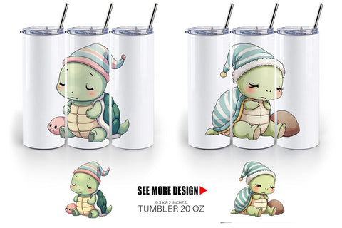 Tumbler Sleepy Turtle Sublimation artnoy 