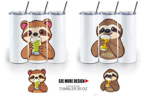 Tumbler Sloth Beer Day Sublimation artnoy 