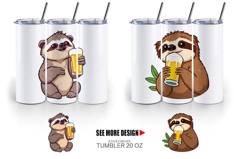 Tumbler Sloth Beer Day Sublimation artnoy 