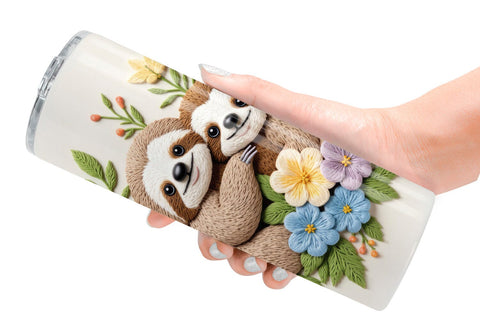 Tumbler Sloth Embroidery Sublimation artnoy 
