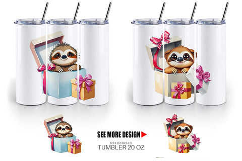 Tumbler Sloth Gift Sublimation artnoy 