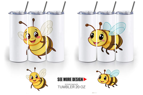 Tumbler Smiling Bee Sublimation artnoy 