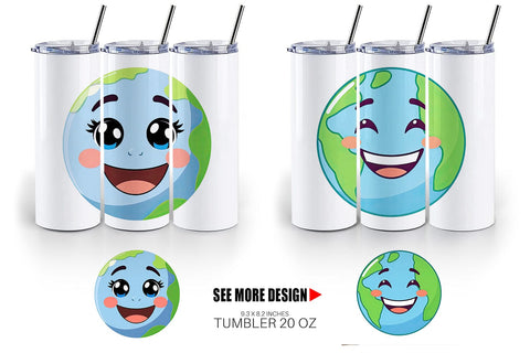 Tumbler Smiling Earth Sublimation artnoy 