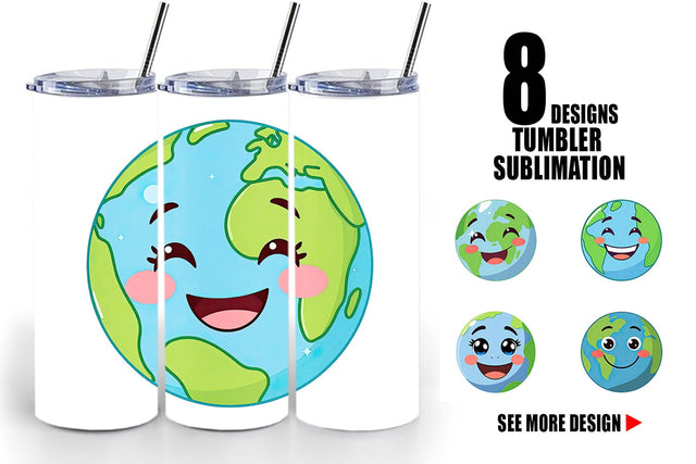 Tumbler Smiling Earth Sublimation artnoy 