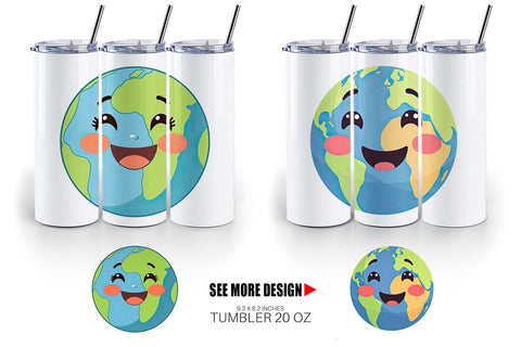 Tumbler Smiling Earth Sublimation artnoy 