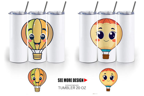 Tumbler Smiling Hot Air Balloon Sublimation artnoy 