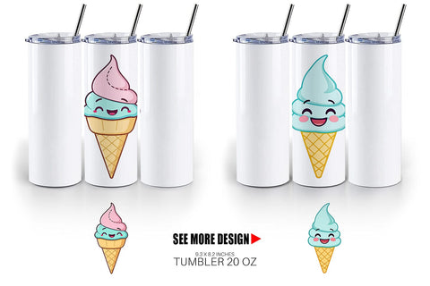 Tumbler Smiling Ice Cream Sublimation artnoy 