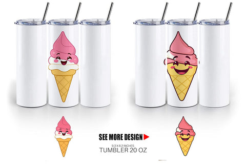 Tumbler Smiling Ice Cream Sublimation artnoy 