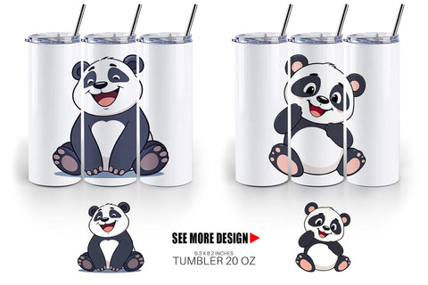 Tumbler Smiling Panda Sublimation artnoy 