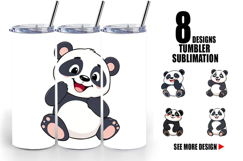 Tumbler Smiling Panda Sublimation artnoy 