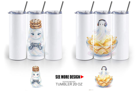 Tumbler Snack Time Gamer Ghost Sublimation artnoy 