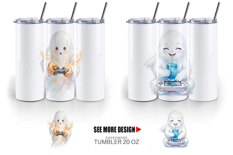 Tumbler Snack Time Gamer Ghost Sublimation artnoy 