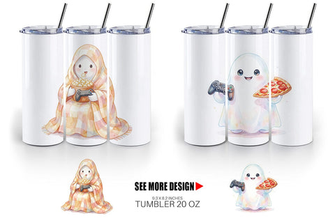 Tumbler Snack Time Gamer Ghost Sublimation artnoy 