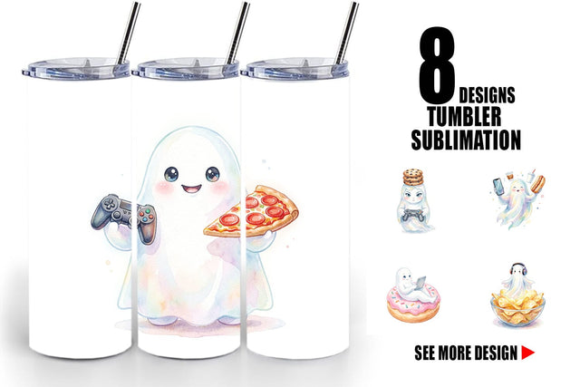 Tumbler Snack Time Gamer Ghost Sublimation artnoy 