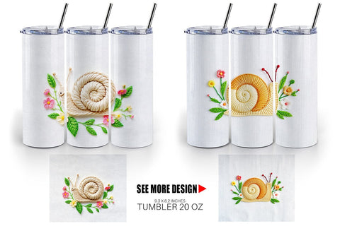 Tumbler Snail Embroidery Sublimation artnoy 