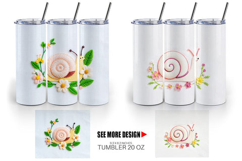 Tumbler Snail Embroidery Sublimation artnoy 