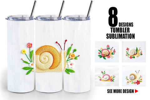 Tumbler Snail Embroidery Sublimation artnoy 