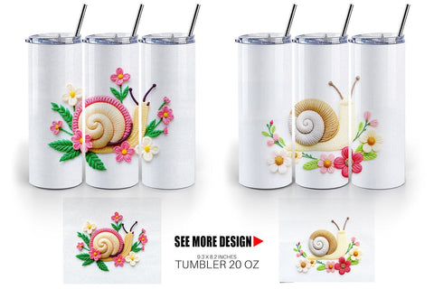 Tumbler Snail Embroidery Sublimation artnoy 