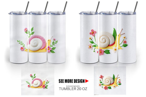 Tumbler Snail Embroidery Sublimation artnoy 