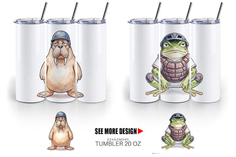 Tumbler Snarky Baseball Catcher Watercolor Sublimation artnoy 