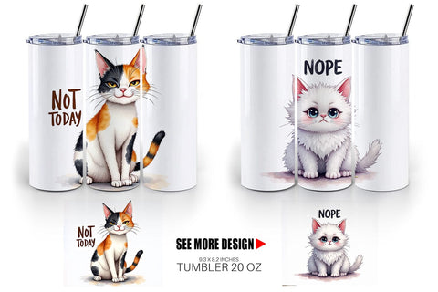 Tumbler Snarky Felines Watercolor Sublimation artnoy 