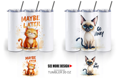 Tumbler Snarky Felines Watercolor Sublimation artnoy 