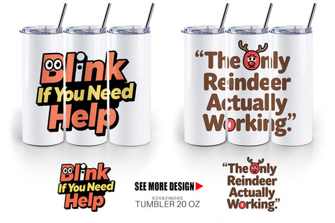 Tumbler Snarky Reindeer Holiday Sublimation artnoy 