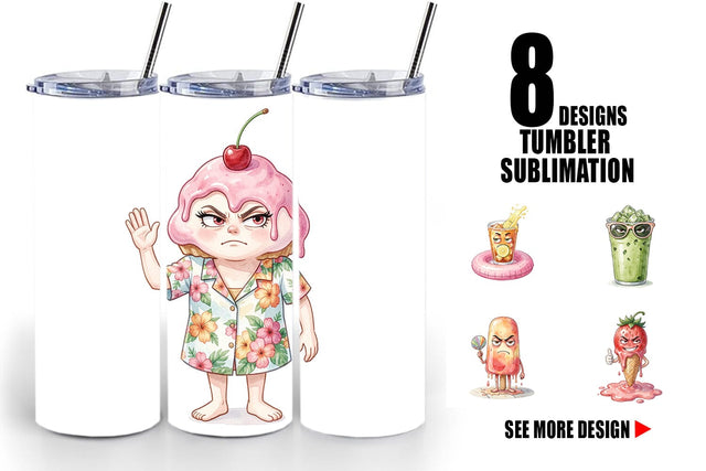 Tumbler Snarky Summer Treat Moods Sublimation artnoy 